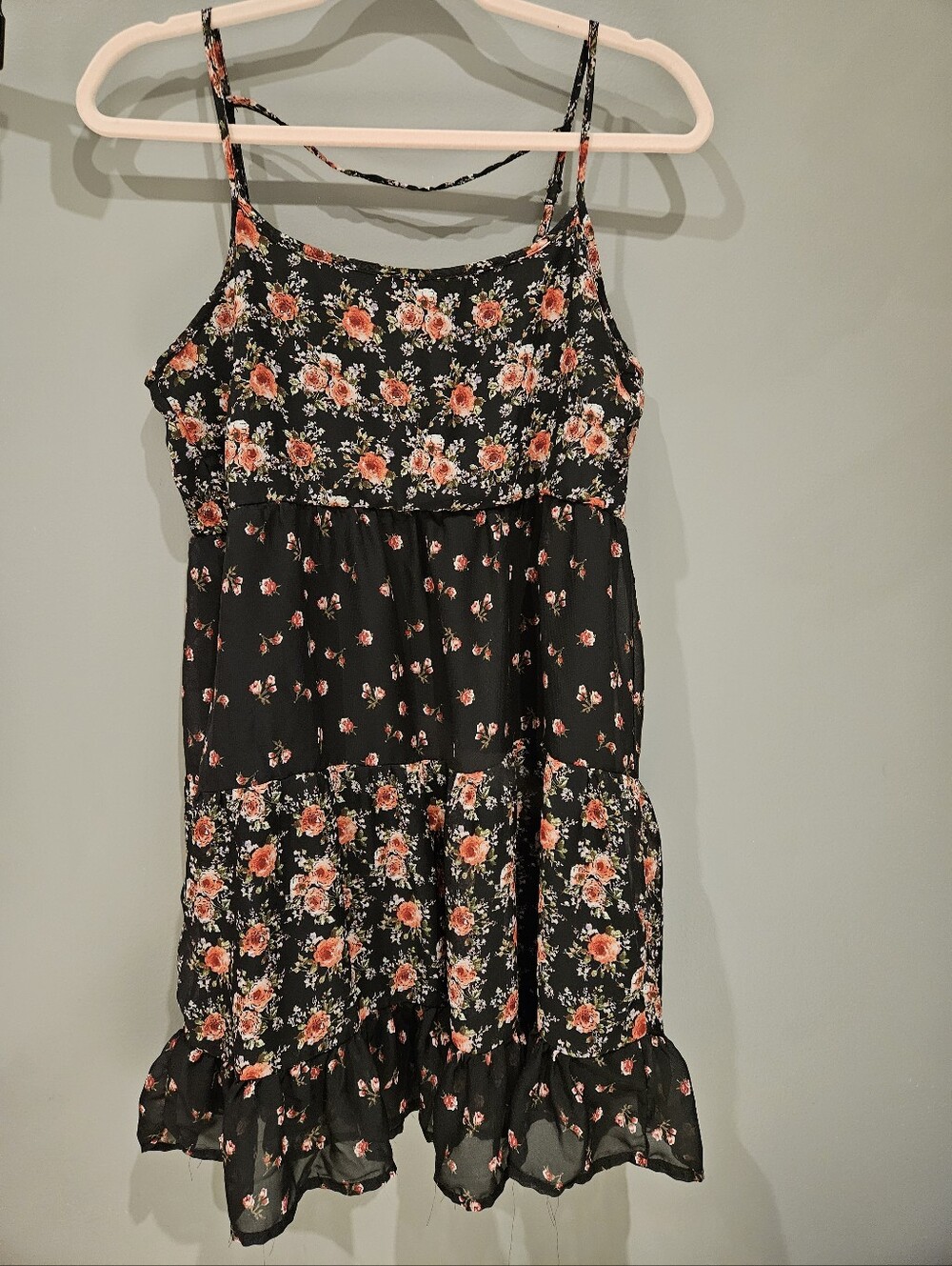 Maurices Black Floral Spaghetti-Strap Dress